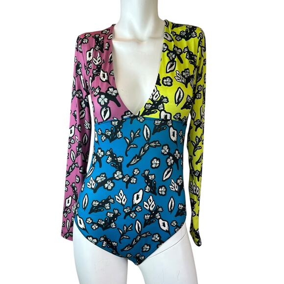 Kimberly Goldson CHLO Mixed Floral Bodysuit sz S NWOT - Picture 9 of 11
